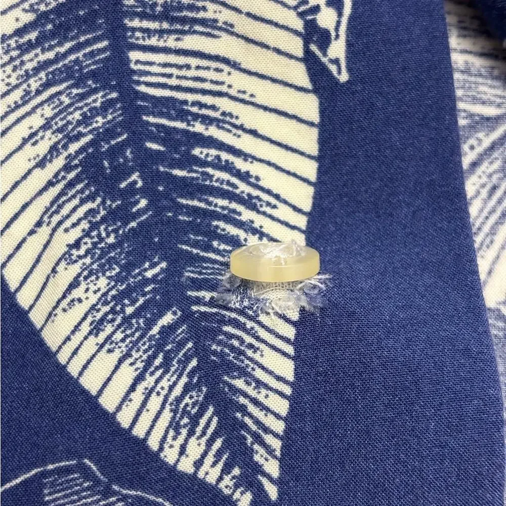 Banana Republic Blue and Cream Leaf Print Men's Shirt Slim Fit Size Large